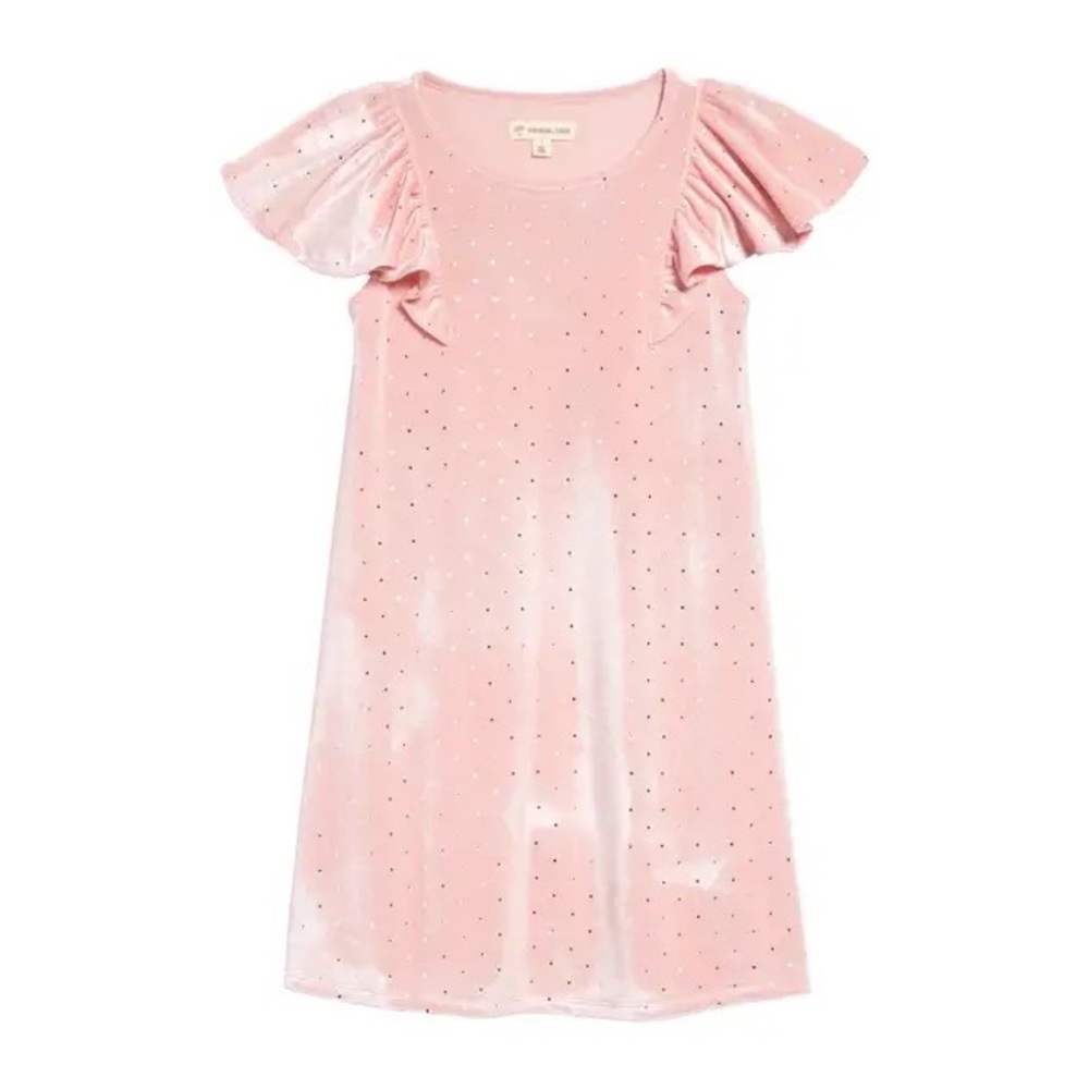 Tucker & Tate Light Pink Pretty Velvet Flutter Sleeve Swing Dress Girls Size 8